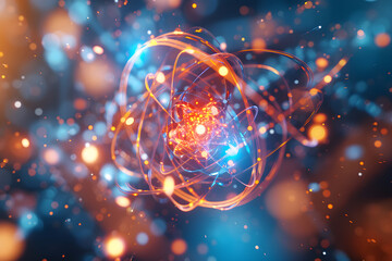Abstract background of atoms Chemical reactions of atoms from different concepts. - obrazy, fototapety, plakaty