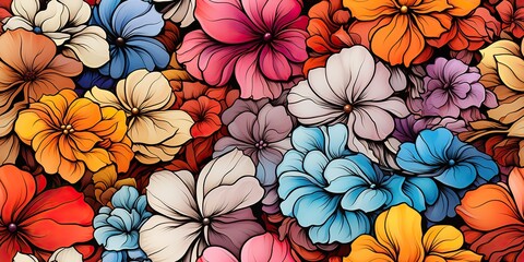 AI Generated. AI Generative. Flowers bloom botanical organic elegant foliage plants texture drawing painting background. Graphic Art