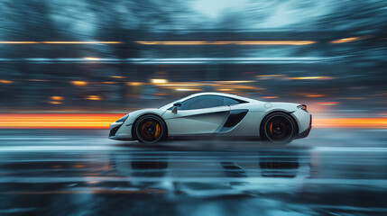 Autobahn Phantom: A White Supercar Leaves a Blurry Trail of Elegance