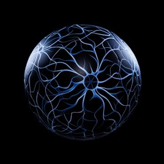 Futuristic Neon Blue Glowing Sphere with Intricate Network Patterns