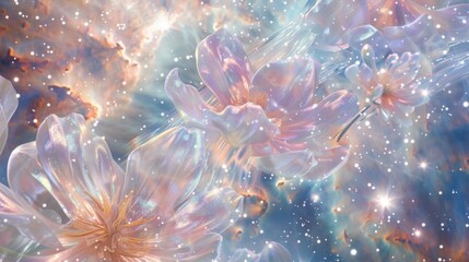 Ethereal Floral Nebula - A Dreamy Cosmic Blossom Explosion