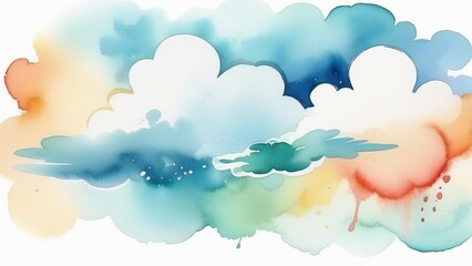 Beautiful soft multicolored watercolor clouds, pastel colors