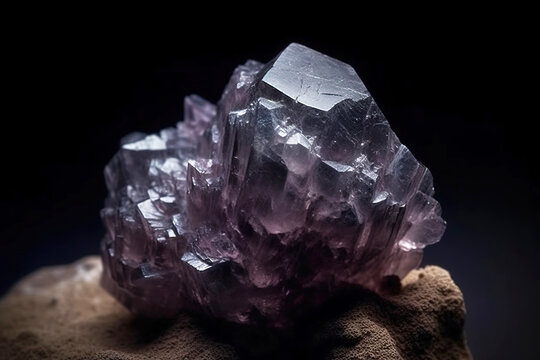 Scapolite is rare precious natural stone on black background. AI generated. Header banner mockup with space.