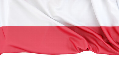 Flag of Poland isolated on white background with copy space below. 3D rendering
