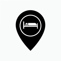 Hotel Icon. Sleep Symbol. Hostelry Sign. Accommodation Element Illustration. Logo Component – Vector.    