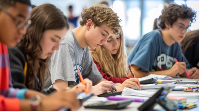 Students Using Calculators in Class