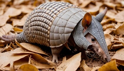 An-Armadillo-With-Its-Shell-Covered-In-Mud-And-Lea- 2