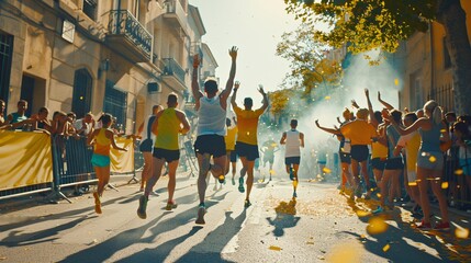 Fototapeta premium Jubilant Street Marathon Celebration
