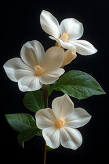 fractal flowers, nature photography, White Jasmine ,dark background