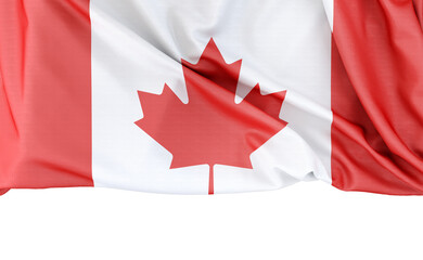 Flag of Canada isolated on white background with copy space below. 3D rendering