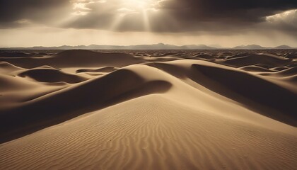 AI generated illustration of sunbeams illuminating the desert landscape