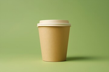 AI generated illustration of a paper cup on a plain surface with green walls