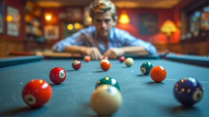 Pool table, inviting atmosphere for exciting games.