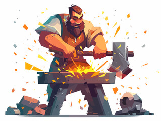 The Blacksmith's Fiery Forge: Sparks of Power and Creation in Motion