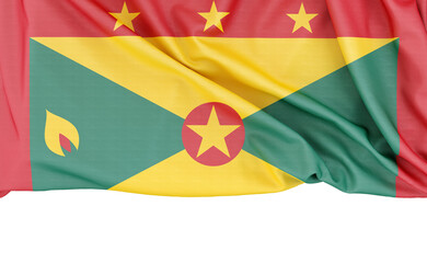Flag of Grenada isolated on white background with copy space below. 3D rendering