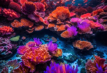 Naklejka na ściany i meble the beauty of colorful coral reefs on the great barrier, near the reef