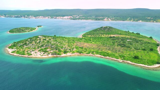 Heart Island aerial view in Croatia. Galesnjak, the heart-shaped Croatian island
