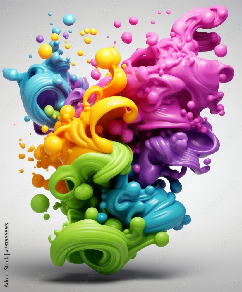 Poster drops of paint bouncing on a white base. abstract background with splash and spray elements