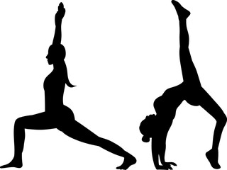 gymnasts silhouettes on white background vector - 781956284