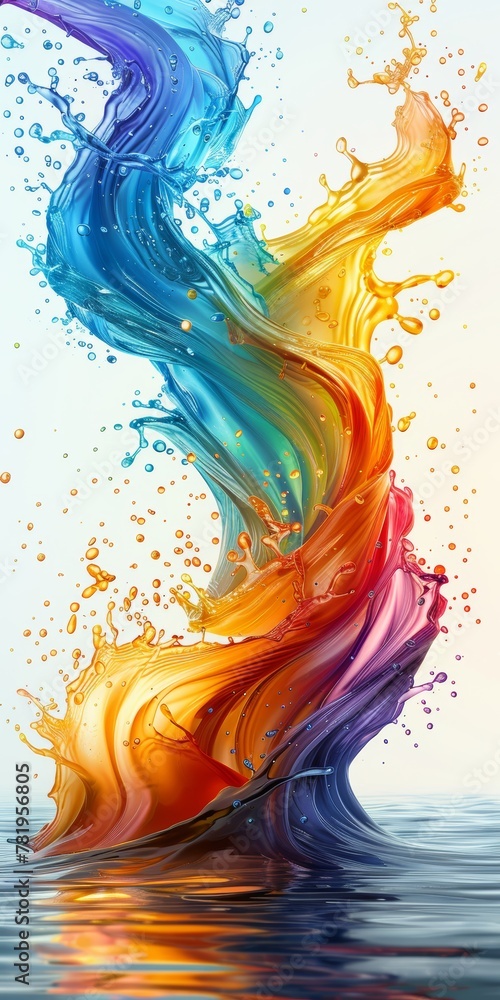 Poster drops of paint bouncing on a white base. abstract background with splash and spray elements