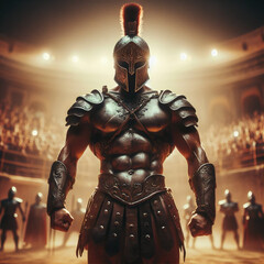 gladiator wearing armored Roman gladiator in arena - 781958433