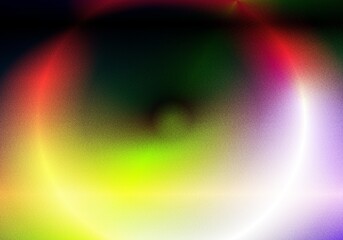  Glowing neon yellow purple red light round circle frame on dark background