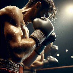 Boxer on a dark background