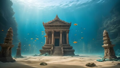 An-Ancient-Temple-Submerged-In-An-Ocean-Where-Th-
