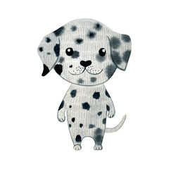 Cute dalmatian. Vector watercolor illustration isolated on white background. - 781959404
