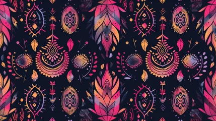 Poster Boho Ethnic and tribal motifs with a boho chic seamless pattern. Modern illustration.