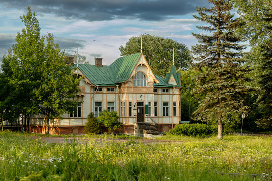 Sortavala, Karelia, Russia - 8 July, 2023: Building of Sortavala Central Forestry
