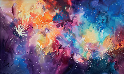 abstract watercolor background with splashes bright and festive