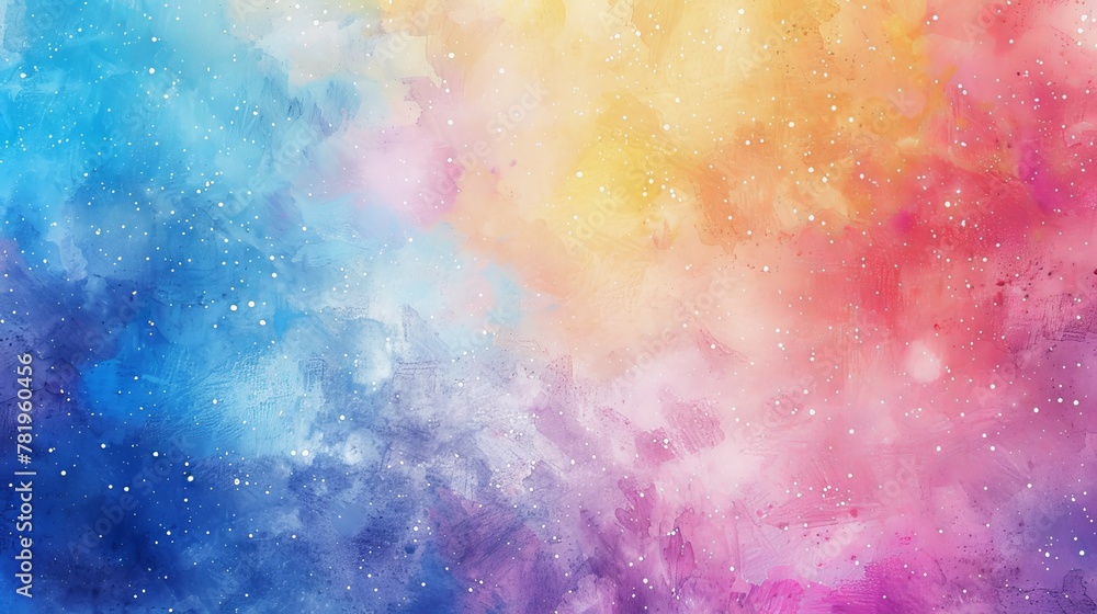 Wall mural the background is textured watercolor paper with an abstract galaxy pattern.