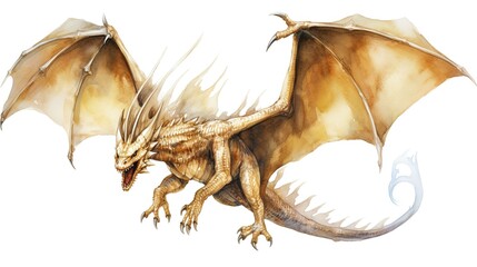 Obraz premium golden dragon isolated on white background watercolor