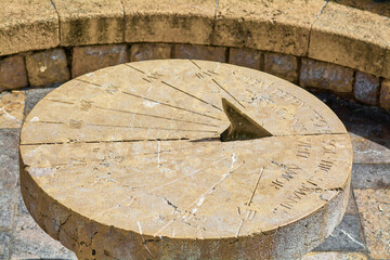 Stone sundial in Tarragona Catalunya.