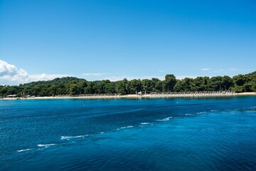 Beautiful view of the lake near the mountains on a sunny day