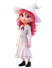 3D Pink Hair Little Witch