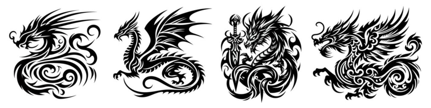 Dragon tattoo set