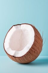 AI-generated illustration of a coconut half on a blue background