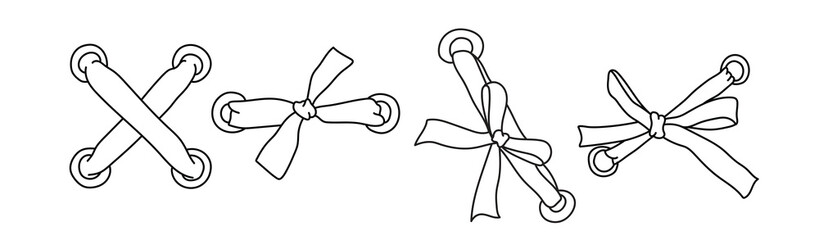 Hand drawn coquette ribbon bow vector