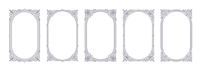 Set of flourishes calligraphic elegant ornamental frames. Vector illustration. Elements for logo or identity design. - 781964661