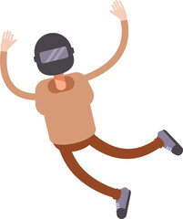 Man with Helmet Character Relaxing and Jumping
