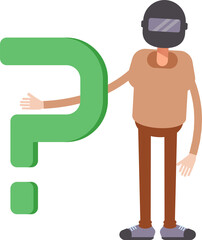 Man with Helmet Character and Question Mark
