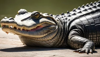 Poster An Alligator With Its Eyes Closed Enjoying A Mome © Khansa