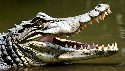 An Alligator With Its Jaws Snapping Shut On A Tast
