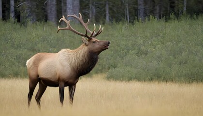 An Elk With Its Head Raised Listening For The Sou2