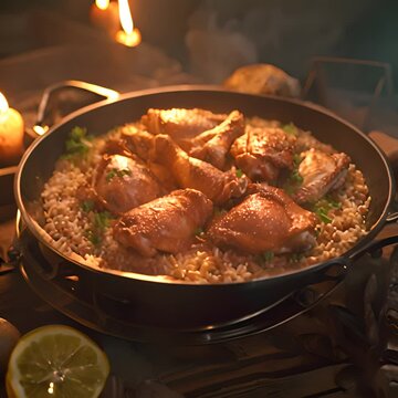 Kabsa chicken lamb or fish and infused with aromatic