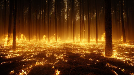 Burning pine forest 