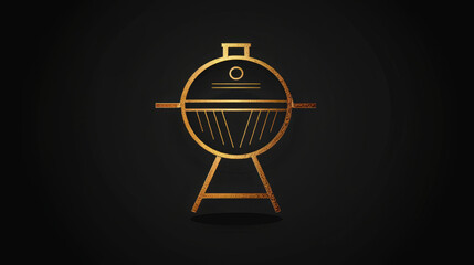Fototapeta na wymiar Barbecue grill gold premium logo on black background 