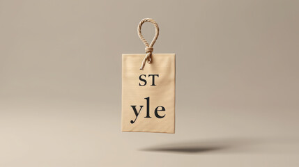 Logo, inscription "ST yle" on a tag for clothing or an interior design portfolio